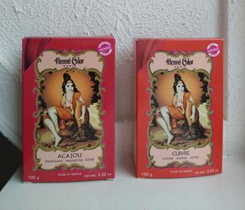 2x Henna haarverf poeder Acajou /Mahonie en Koper rood beschikbaar voor biedingen