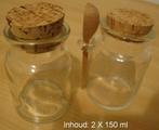 Voorraadpotjes (2 x 150 ml), Huis en Inrichting, Keuken | Potten en Pannen, Ophalen of Verzenden, Gebruikt, Glas