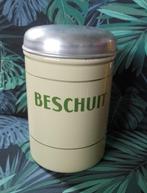 Beschuitbus crème geel groene letters, Antiek en Kunst, Ophalen of Verzenden