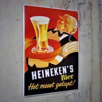 Reclamebord HEINEKEN BIER Meest Getapt E. Doeve Vintage Blik beschikbaar voor biedingen