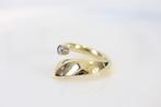 14 Karaat Open Gouden Ring Met Diamanten, Ophalen of Verzenden, Zo goed als nieuw, 17 tot 18, Met edelsteen