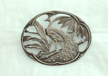 Zilveren broche art nouveau pauw van Bert van Tiggelen 1925  beschikbaar voor biedingen