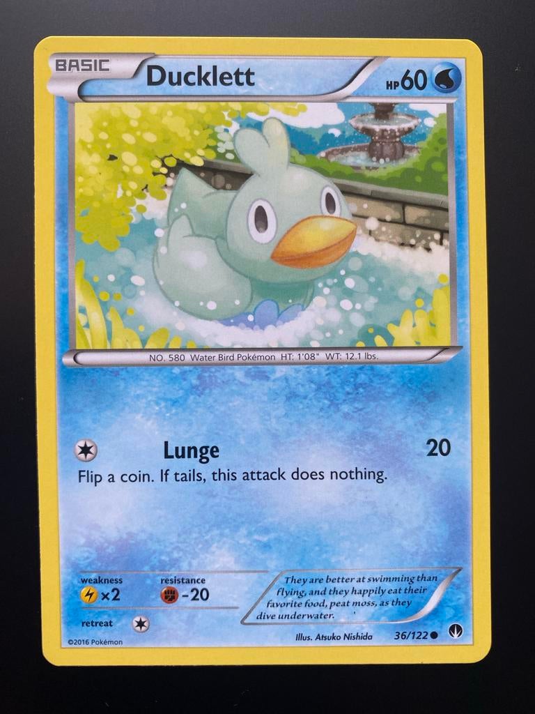 Ducklett 36/122 Pokémon XY Breakpoint 2016 Mint Packfresh, Ophalen of Verzenden, Zo goed als nieuw, Losse kaart