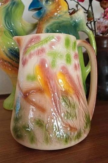 Franse Brocante Kan met Vogel St Clement barbotine beschikbaar voor biedingen