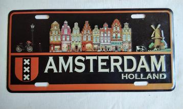 Metalen Plate van Amsterdam huizen Molen fiets Wanddecoratie