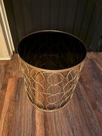 Stijlvol gouden tafeltje met glazen blad, Huis en Inrichting, Woonaccessoires | Schalen en Manden, Ophalen, Gebruikt, Schaal, Rond