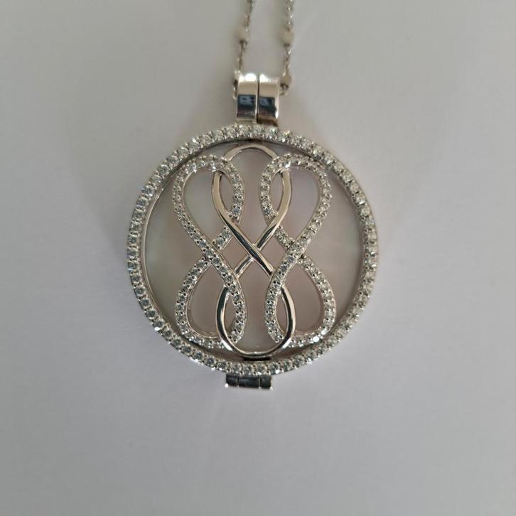 Zilverkleurige ketting met strass hanger My Imenso 33 mm, Sieraden, Tassen en Uiterlijk, Kettingen, Zo goed als nieuw, Zilver