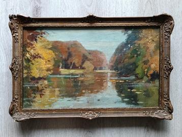 Waterpartij met bomen in herfststemming - 1930 beschikbaar voor biedingen