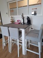 Bar tafel met 4 krukken / stoelen stijgerhout, Ophalen, Gebruikt