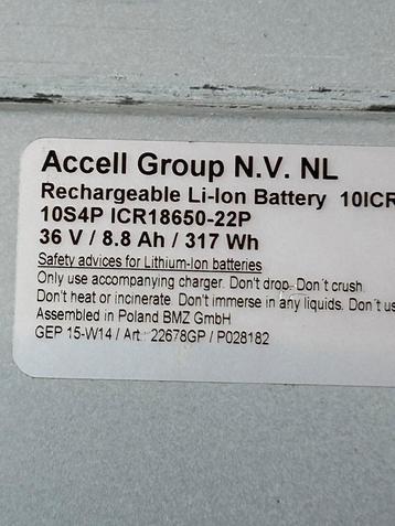 Accell ION 300 Fietsaccu 36V 8.8Ah beschikbaar voor biedingen