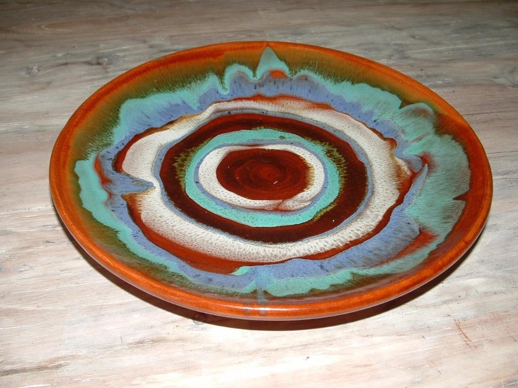 Mooi handbeschilderd wandbord schaal terracotta, Ophalen of Verzenden