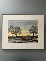 Aquarel Polderlandschap Len Molendijk 1991, Ophalen of Verzenden