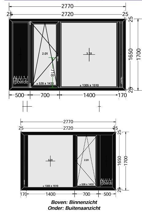 Aluminium Kozijn - Nieuwstaat, Doe-het-zelf en Verbouw, Kozijnen en Schuifpuien, Zo goed als nieuw, Raamkozijn, Aluminium, 225 cm of meer