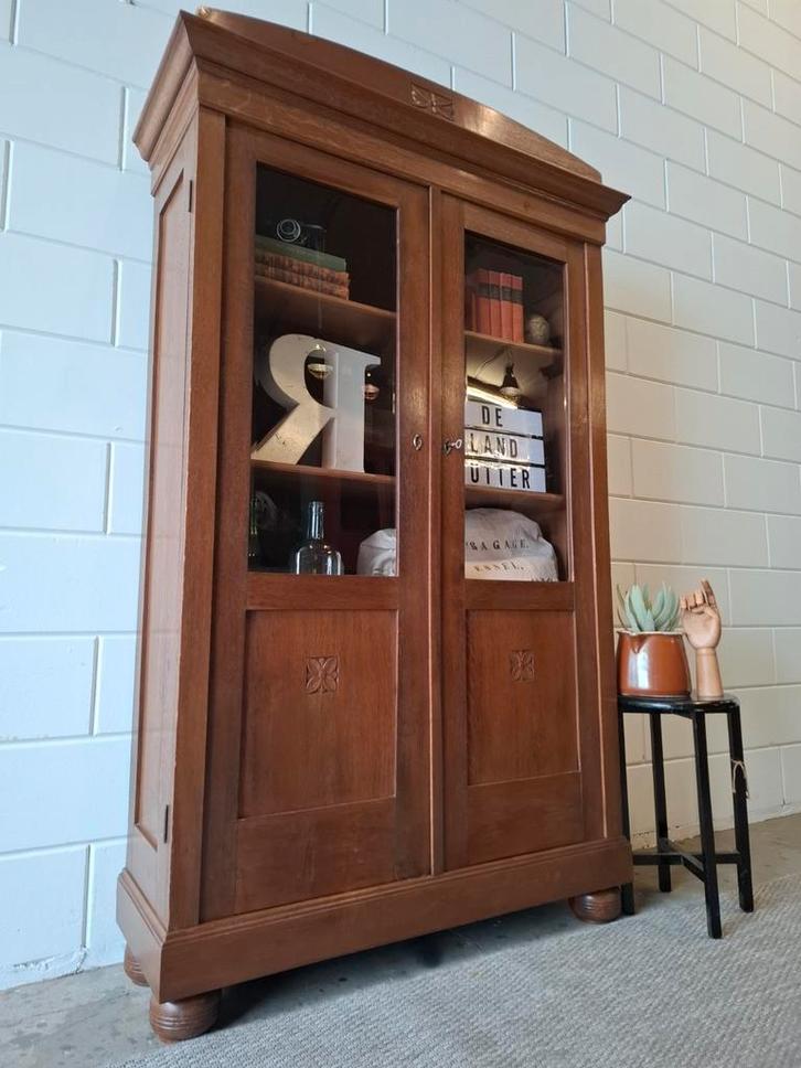 Vintage/Art deco eiken schoolkast, Demontabele kast, Antiek en Kunst, Antiek | Meubels | Kasten, Ophalen