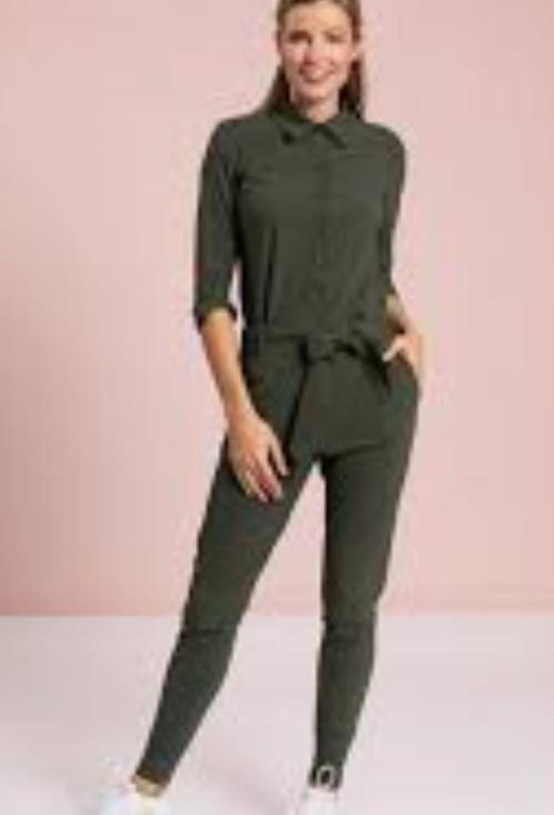 Studio Anneloes Jumpsuit Legergroem Angelique S, Kleding | Dames, Jumpsuits, Zo goed als nieuw, Maat 36 (S), Groen, Verzenden