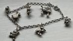 Vintage Jasseron zilveren armband met 7 bedels, Ophalen of Verzenden, Zilver, Armband