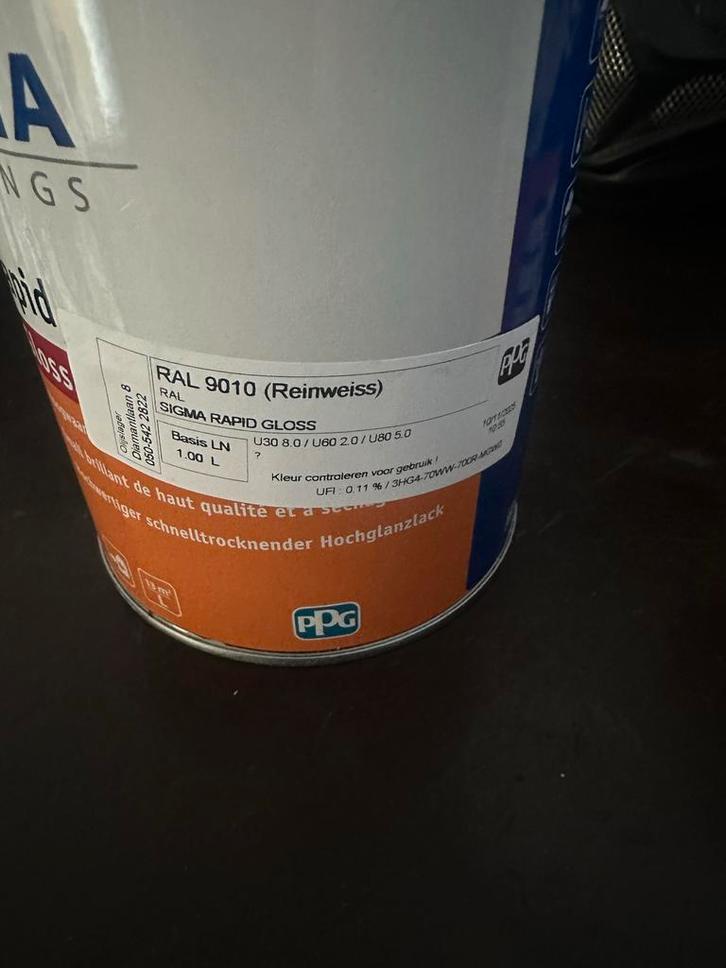 Sigma Verf, Lak en Grondverf - 3 Liter - RAL 9010, Doe-het-zelf en Verbouw, Verf, Beits en Lak, Zo goed als nieuw, Verf, Minder dan 5 liter