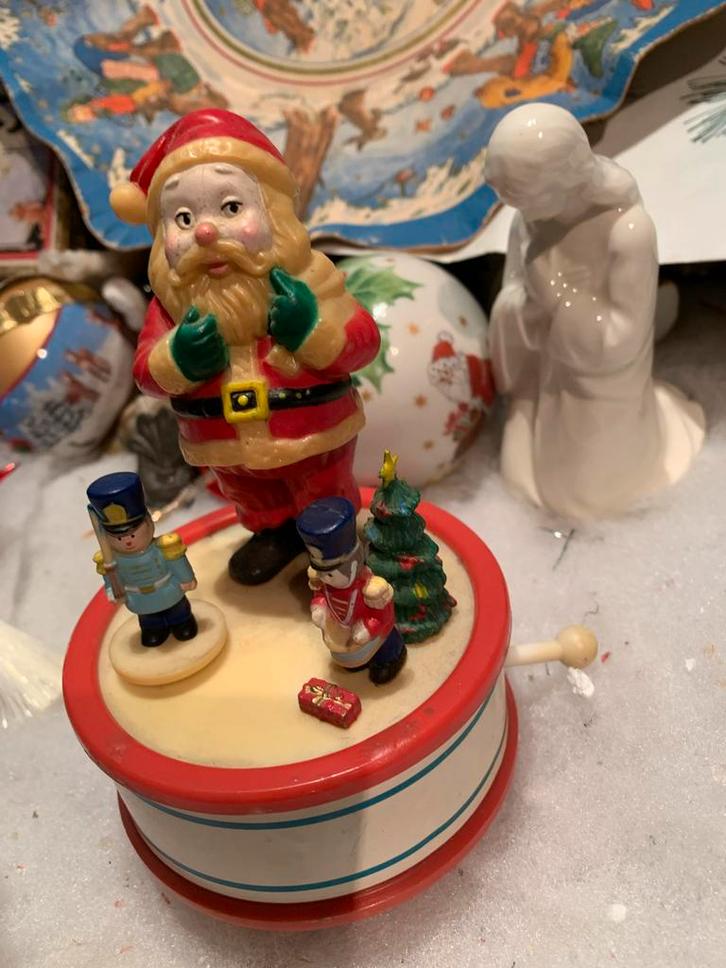 Vintage Speeldoos met Kerstman, Diversen, Kerst, Gebruikt, Ophalen of Verzenden