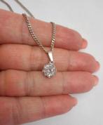 Zilveren ketting met heldere steen hanger nr.1420, Met hanger, Verzenden, Zo goed als nieuw, Zilver
