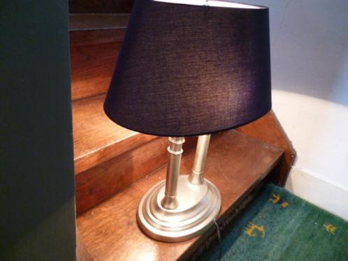 Bouillotte  tafellamp zilverkleurig + zwarte kap 50 cm hoog, Huis en Inrichting, Lampen | Tafellampen, Zo goed als nieuw, Minder dan 50 cm