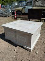 Salontafel met opbergruimte - whitewash - 90x105 cm, Niet bekend, 100 tot 150 cm, 50 tot 100 cm, Zo goed als nieuw