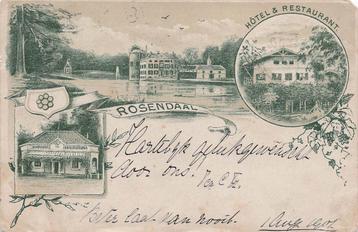 AZ233 Litho kaart Rozendaal met wijn handel 1901 beschikbaar voor biedingen