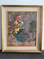 Schilderij, bloemen in vaas, Italie, vintage, jr 60/70, Ophalen of Verzenden