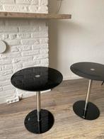 Glazen bijzettafels - zwart, Minder dan 55 cm, Gebruikt, Rond, Glas