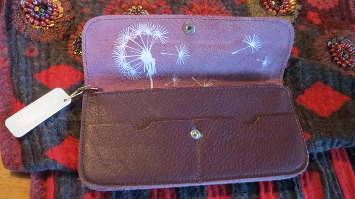 Keecie, leren portemonnee, telefoon hoes, aubergine, Sieraden, Tassen en Uiterlijk, Portemonnees, Zo goed als nieuw, Overige merken