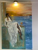 Sunset love” olieverf 110x70, Antiek en Kunst, Kunst | Schilderijen | Abstract, Ophalen of Verzenden