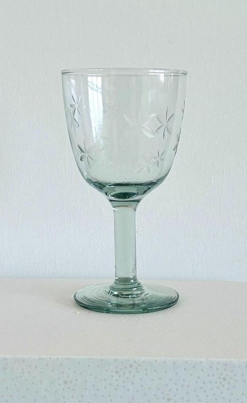 Gegraveerd Glas Starburst 13h Transparant en Groen Vintage, Antiek en Kunst, Antiek | Glas en Kristal, Ophalen