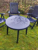 Jardin Tuinset met klapstoelen - blauw, 1 tafel, 3 stoelen, 3 zitplaatsen, Tuinset, Eettafel, Kunststof