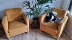 2 gele fauteuils, Huis en Inrichting, Fauteuils, Ophalen, Gebruikt, 75 tot 100 cm, Stof