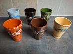 6x Vintage gekleurde handbeschilderde bekers., Antiek en Kunst, Antiek | Keramiek en Aardewerk, Ophalen of Verzenden