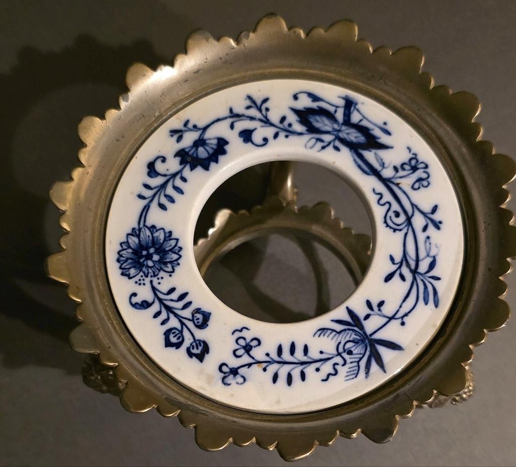 Antiek theelicht pootjes Zwiebelmuster Blue Onion, Ophalen of Verzenden