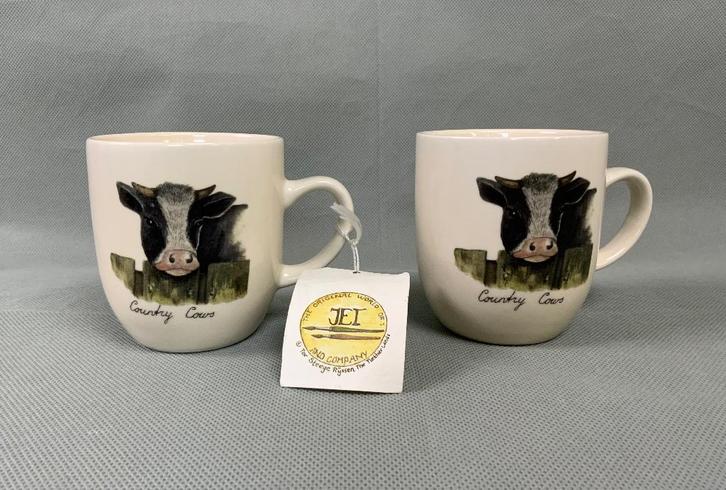 2 Country Cows bekers van Jet Ter Steege (World Of Jet), Huis en Inrichting, Keuken | Servies, Nieuw, Kop(pen) en/of Schotel(s)
