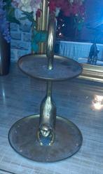 Koperen snoepschaal/kaarsenhouder met aap, Gebruikt, Ophalen of Verzenden, Bruin, Brons of Koper