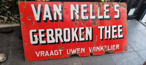 Groot emaille bord Van Nelle, Verzamelen, Merken en Reclamevoorwerpen, Gebruikt, Reclamebord, Ophalen