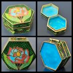 Cloisonné pillendoosje zeskantig., Antiek en Kunst, Ophalen of Verzenden