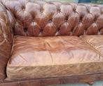 Vintage Chesterfield bank cognac bruin leer + BEZORGING, Gebruikt, ., Chesterfield, Leer
