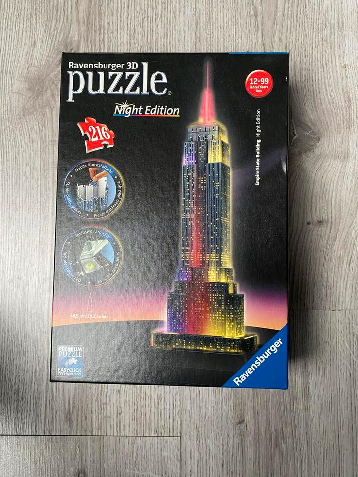 Ravensburger 3D Puzzle Empire State Building Night, Kinderen en Baby's, Speelgoed | Kinderpuzzels, Gebruikt, 6 jaar of ouder, Meer dan 50 stukjes
