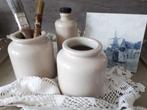 2 Brocante grespotjes / mosterdpotje & kruikje, Ophalen of Verzenden