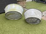 Zinken Teil Bloembak 2 stuks in koop als zet., Ophalen, Overige materialen, Gebruikt, 60 tot 100 cm