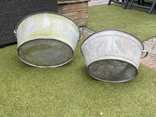 Zinken Teil Bloembak 2 stuks in koop als zet., Tuin en Terras, Bloembakken en Plantenbakken, Gebruikt, Overige materialen, 60 tot 100 cm