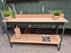 Prachtige industriele werkbank 40x170x95  met gratis decorat, Ophalen of Verzenden, Zo goed als nieuw