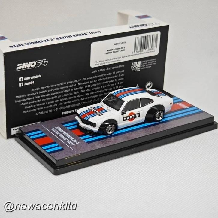 Mazda Savanna RX-3 van Inno64 1/64 Martini Racing Livery, Hobby en Vrije tijd, Modelauto's | Overige schalen, Nieuw, Auto, Ophalen of Verzenden