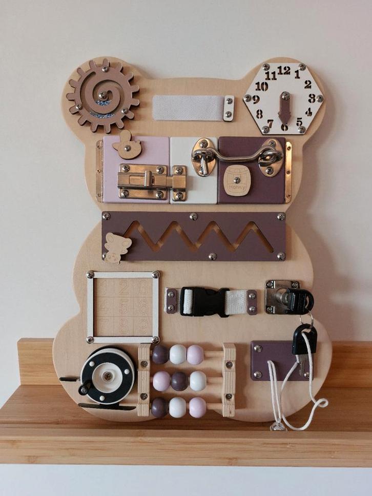 Montessori Busy Board Hout - ZGAN, Kinderen en Baby's, Speelgoed | Educatief en Creatief, Zo goed als nieuw, Knutselen, Ontdekken