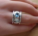 zilveren zware ring met blauwe spinel steen [522, Verzenden, Dame, Zilver, Zilver