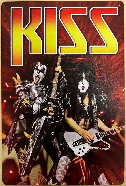 Kiss band foto kleur reclamebord van metaal wandbord deco, Verzamelen, Muziek, Artiesten en Beroemdheden, Nieuw, Foto of Kaart