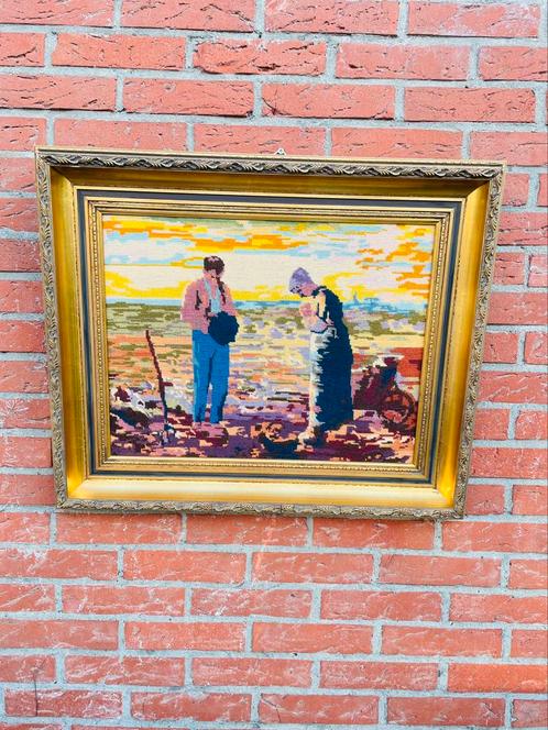 borduurwerk ingelijst schilderij, Antiek en Kunst, Kunst | Schilderijen | Modern, Ophalen of Verzenden